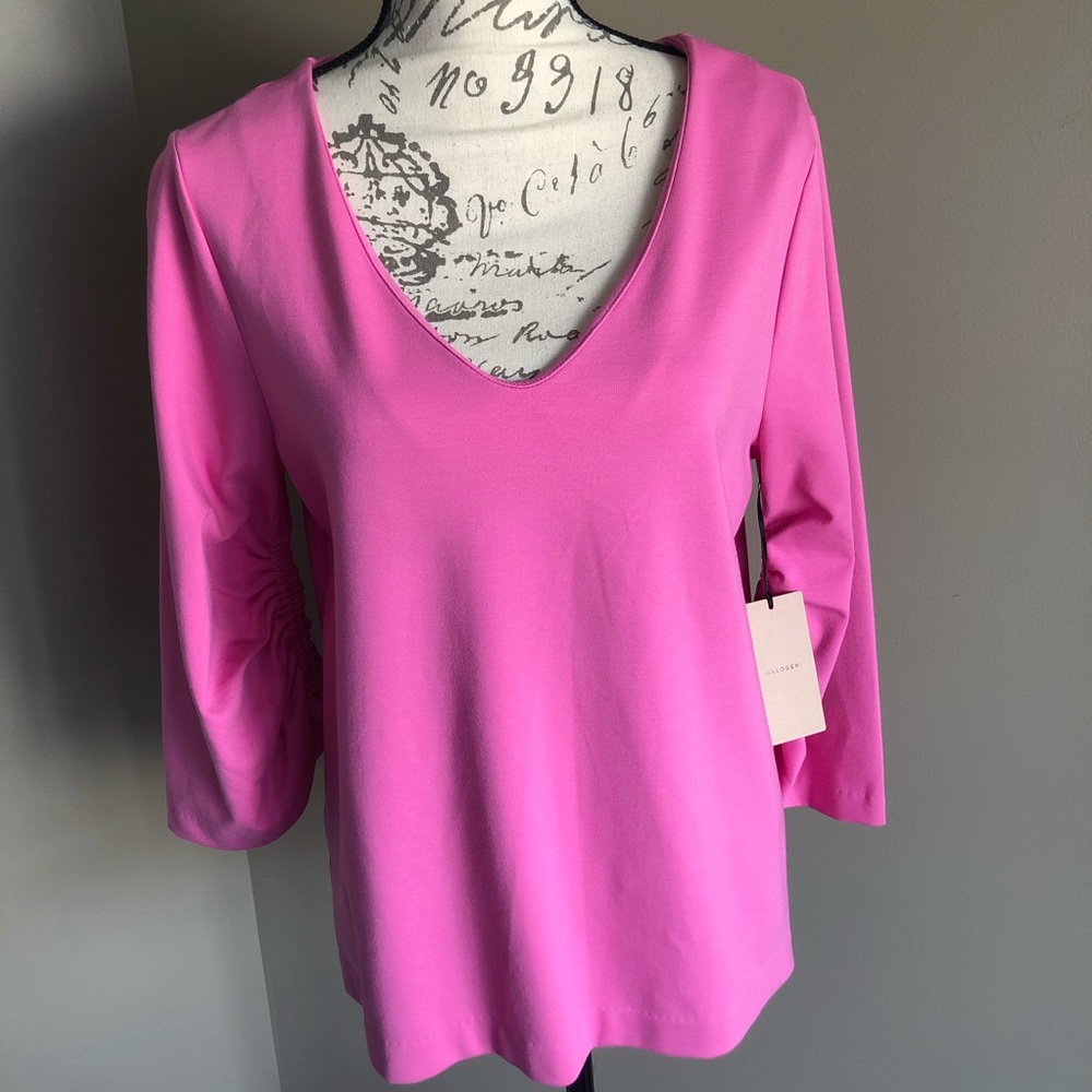 Halogen Rushed Sleeve Top size L